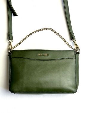 Nine West Olive Green Crossbody with Gold Chain Detail